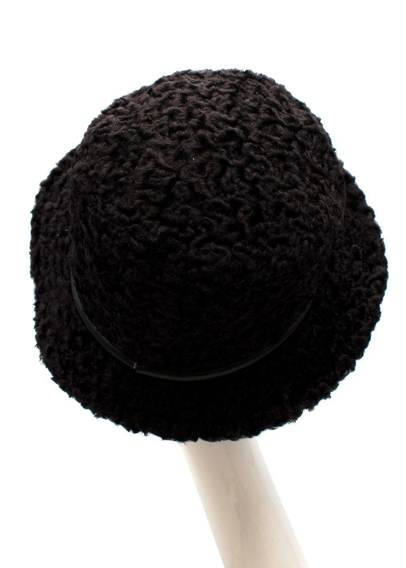 Curly Shearling Leather Trimmed Hat