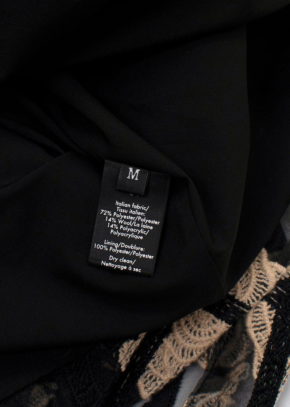 Black & Beige Mesh Macrame Belted Midi Dress