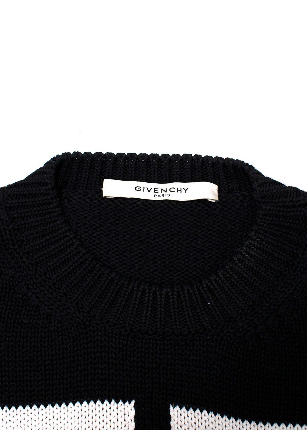 Givenchy Black Distressed Knitted Oversize Logo Jumper