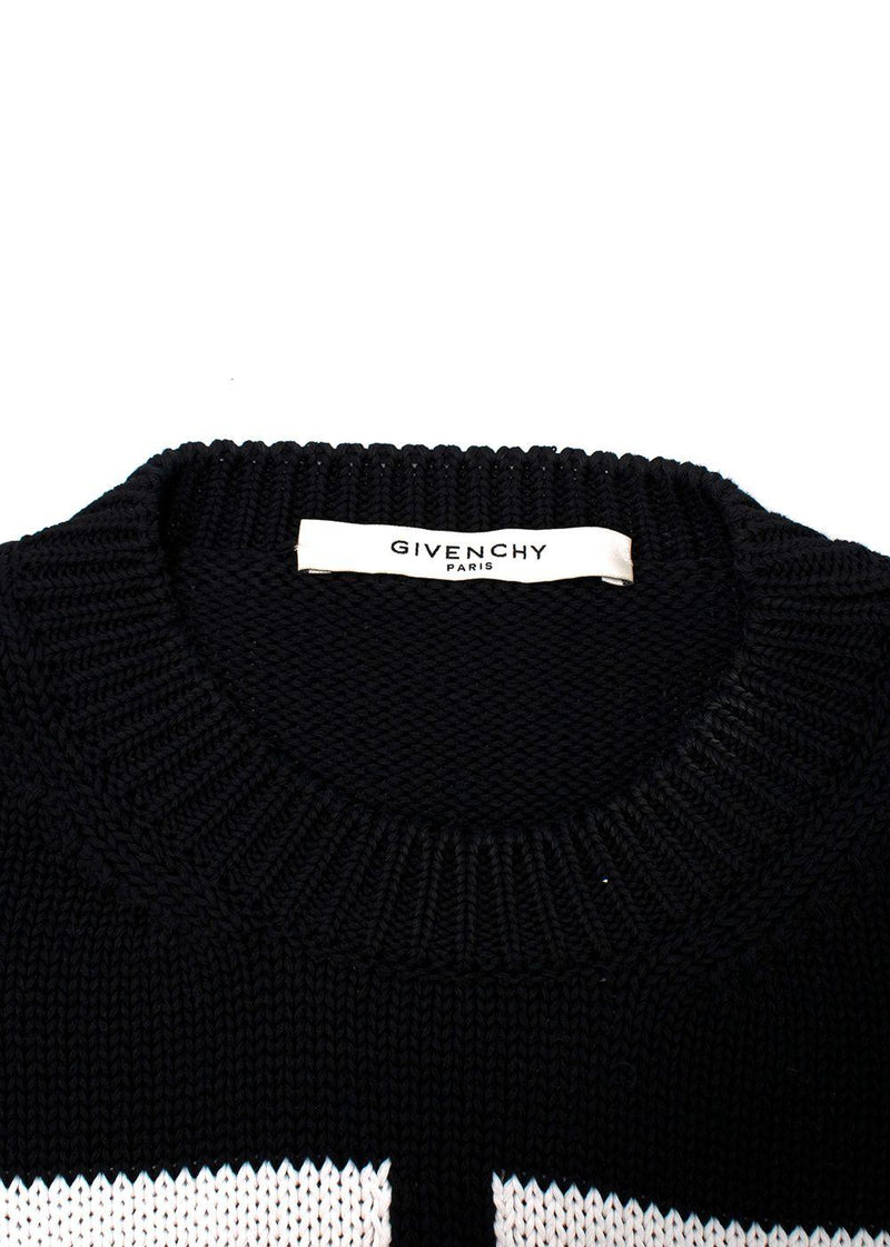 Givenchy Black Distressed Knitted Oversize Logo Jumper