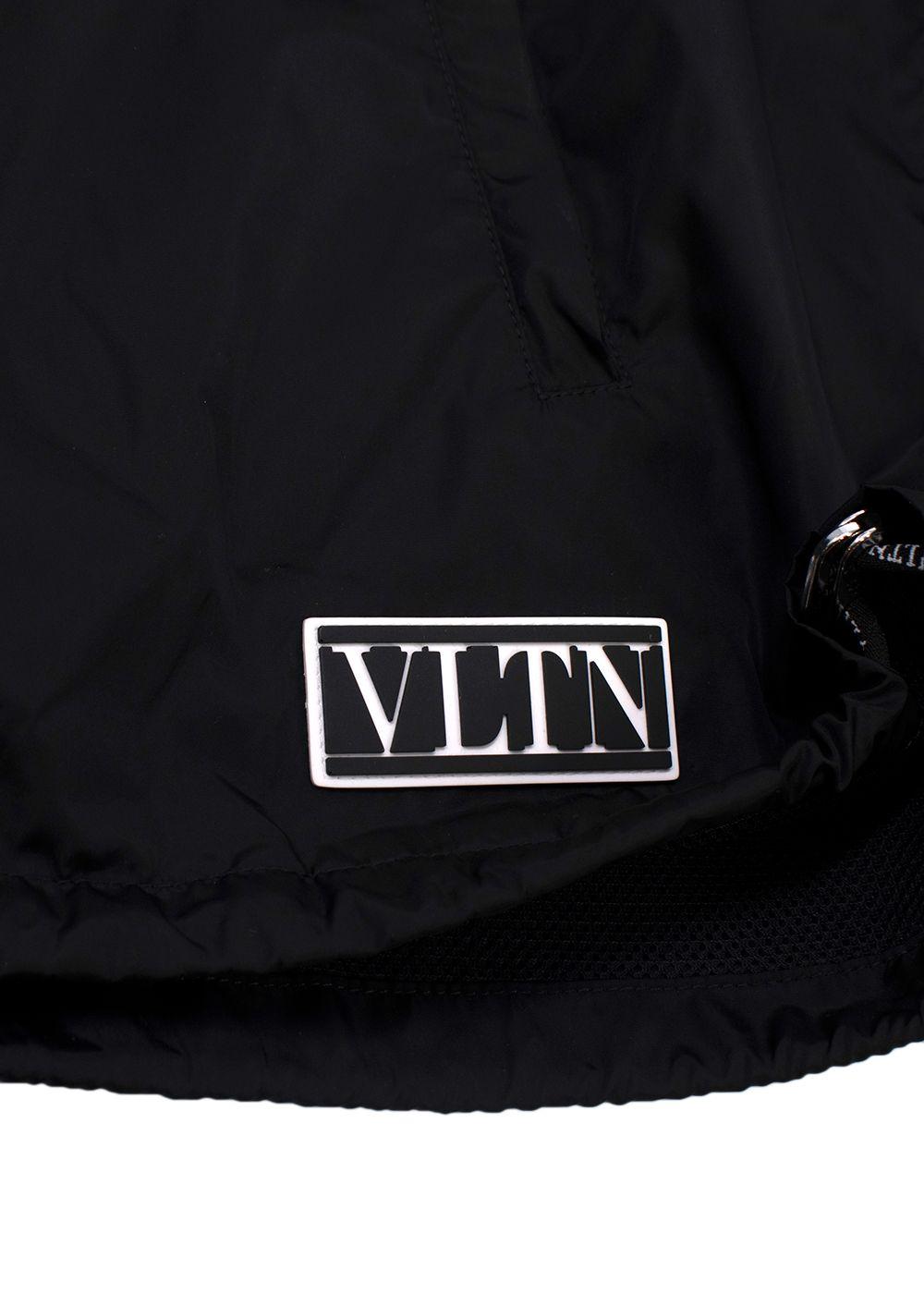 Valentino Black Hooded VLTN Rain Jacket