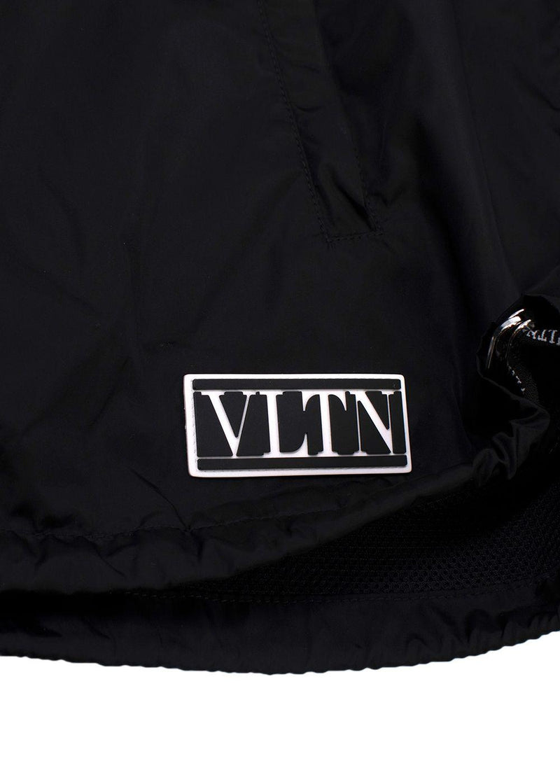 Valentino Black Hooded VLTN Rain Jacket