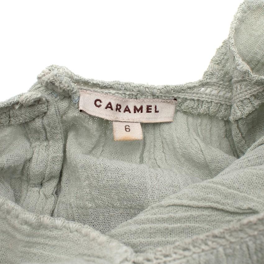 Caramel Faded Mint Green Blouse