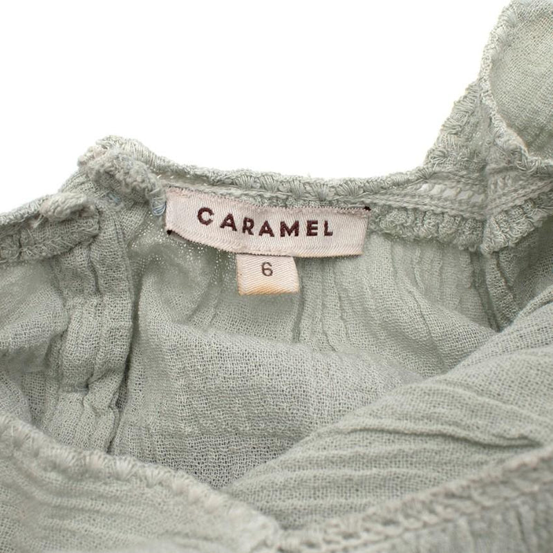 Caramel Faded Mint Green Blouse