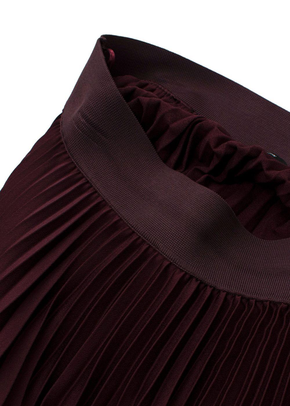 Joseph Burgundy Asymmetric Pleated Midi Skirt