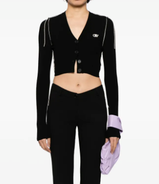 Off-White Ow Logo V-neck Cardigan
