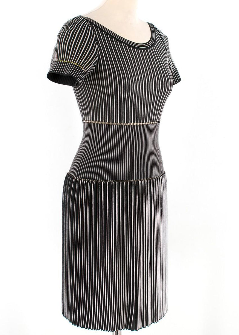 Alaia Black & White Striped Knit Skater Dress