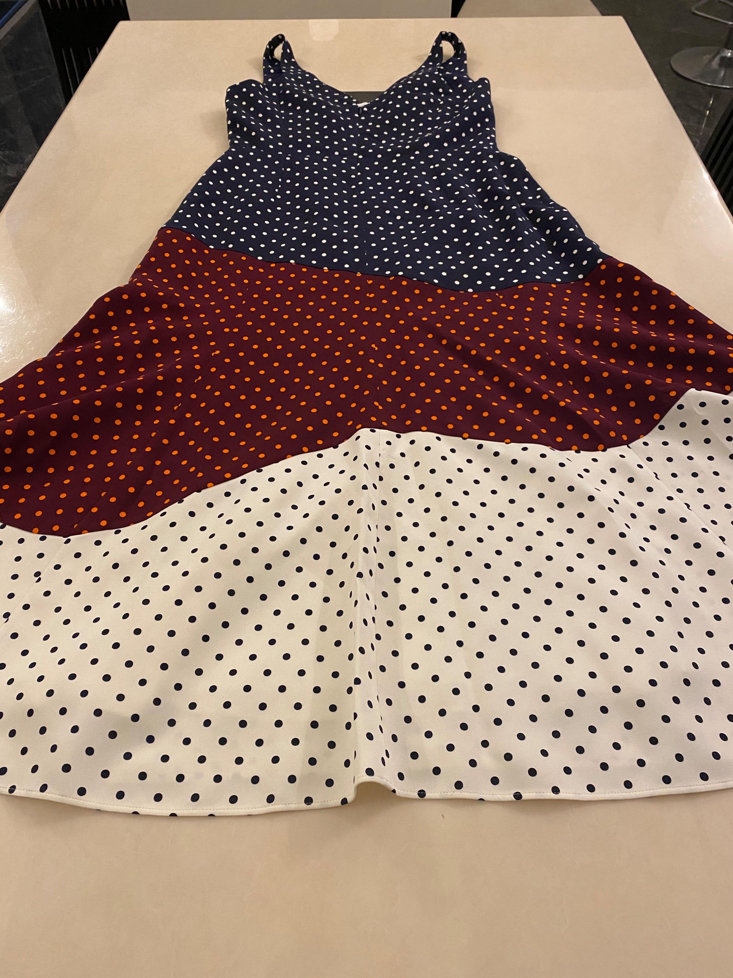 Colourblock Polka Dot Midi Dress
