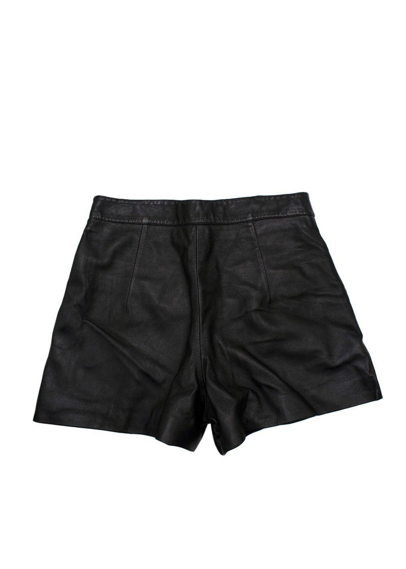 Zeynep Arcay Black Leather Shorts