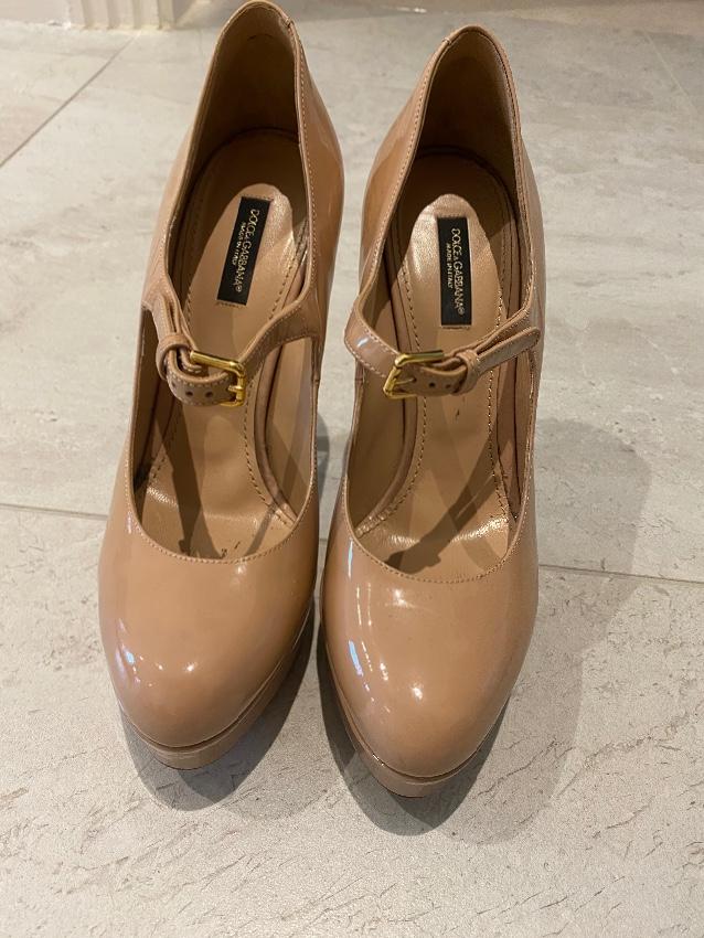 Dolce & Gabbana Nude Patent Mary-Jane Pumps