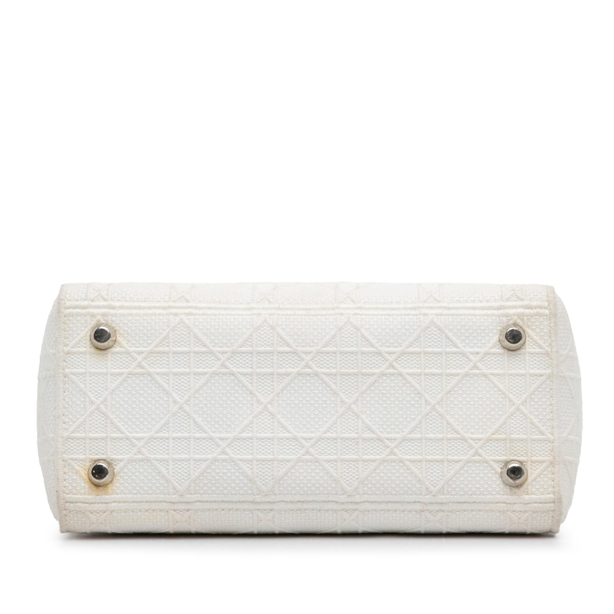 Dior White Medium Cannage Lady D-Lite