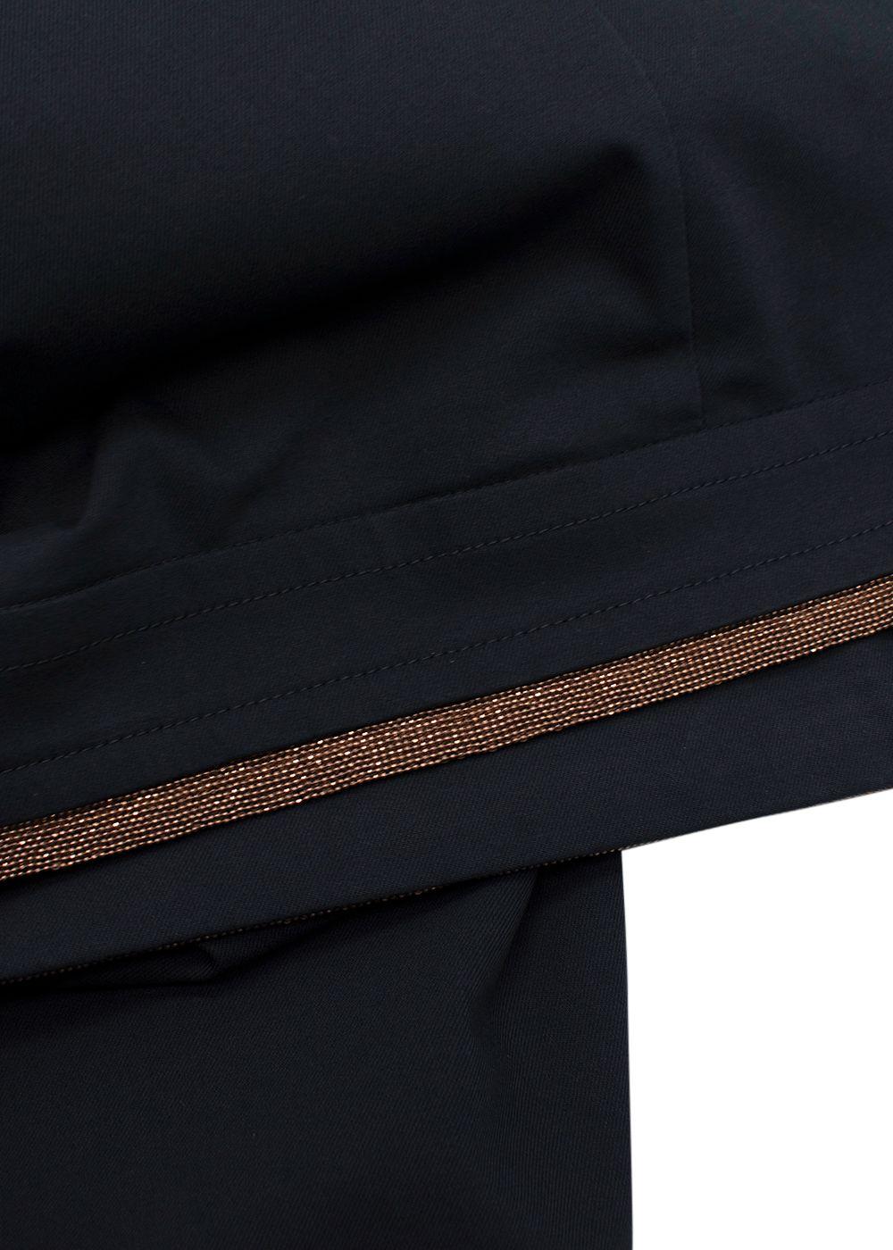 Brunello Cucinelli Navy Midi Skirt with Signature Waistband Detail