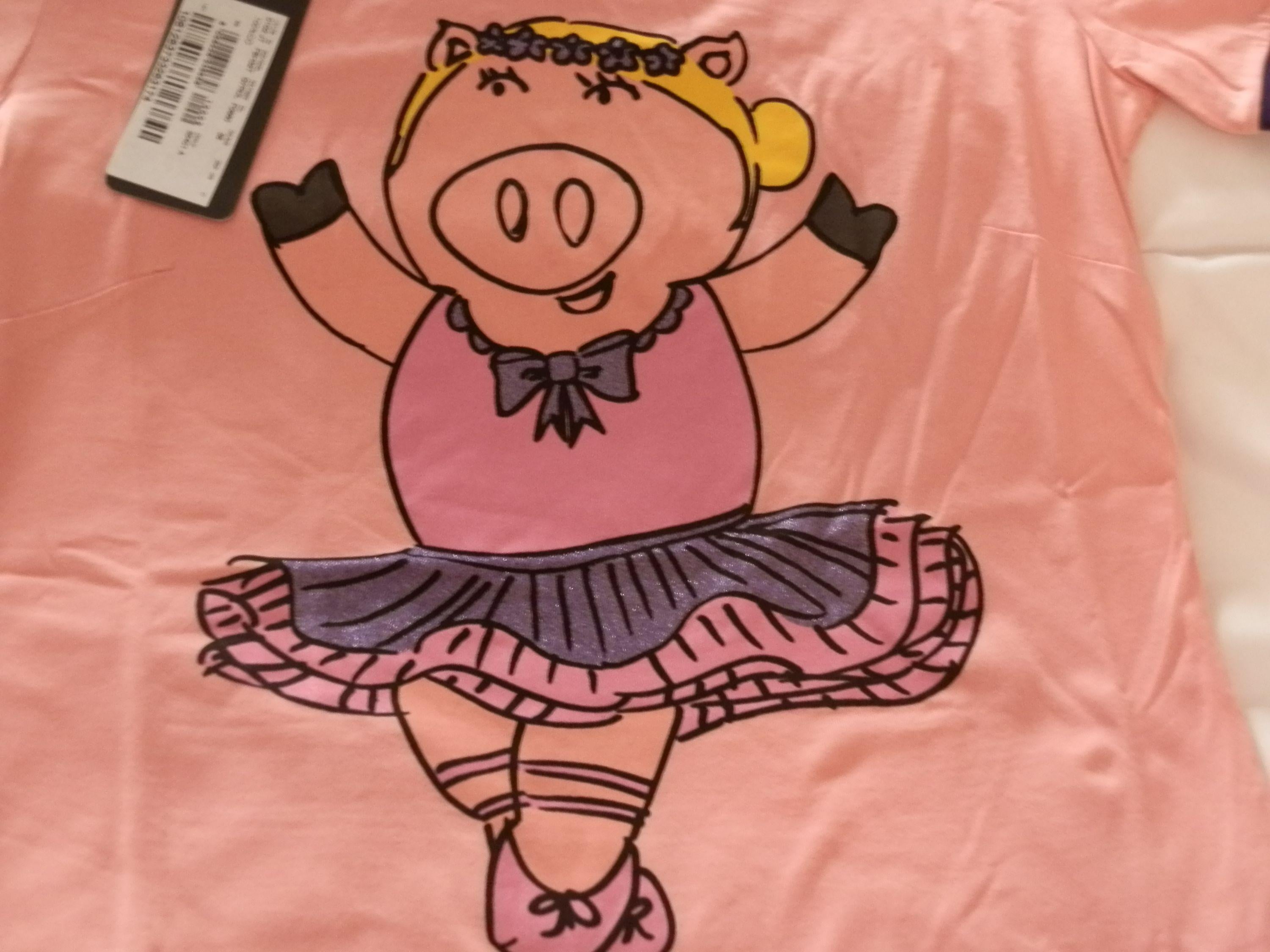 Dolce & Gabbana Pink Pig Ballerina T-shirt