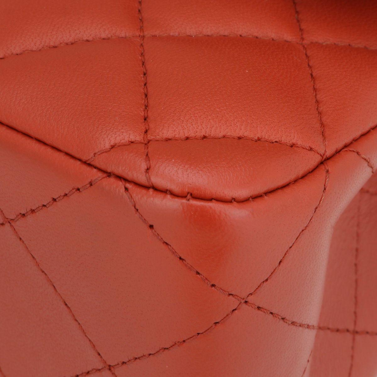 Chanel Brick Red Lambskin Medium Double Flap Bag