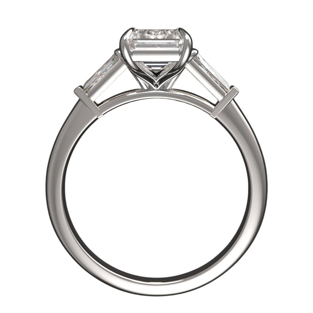 2CT Lab Grown Emerald Cut/ Tapered Baguette Ring
