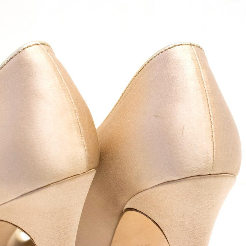 Gina Camel Satin Peep-Toe Heels