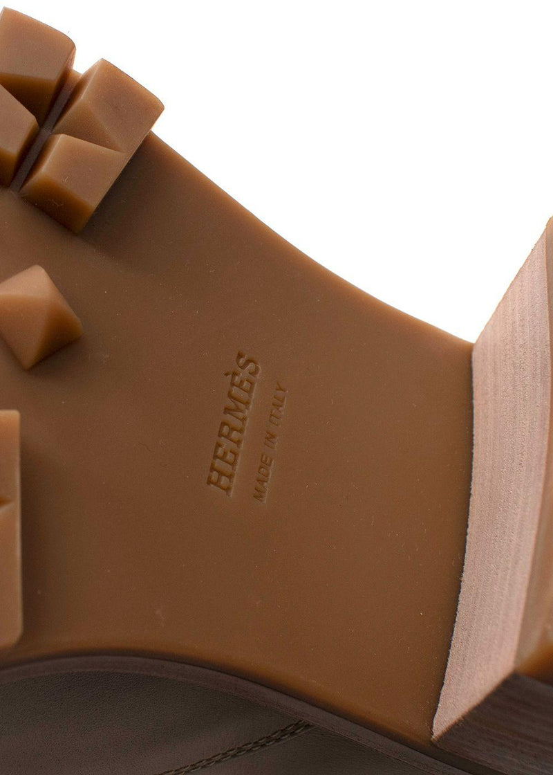 Hermes Blush Bridge Calfskin Leather Ankle Boots