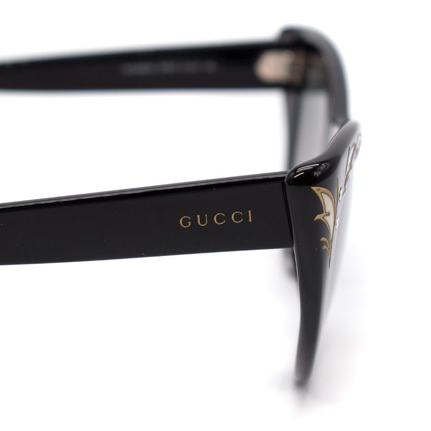 Gucci Black Cat Eye Mother of Pearl Embellished Sunglasses