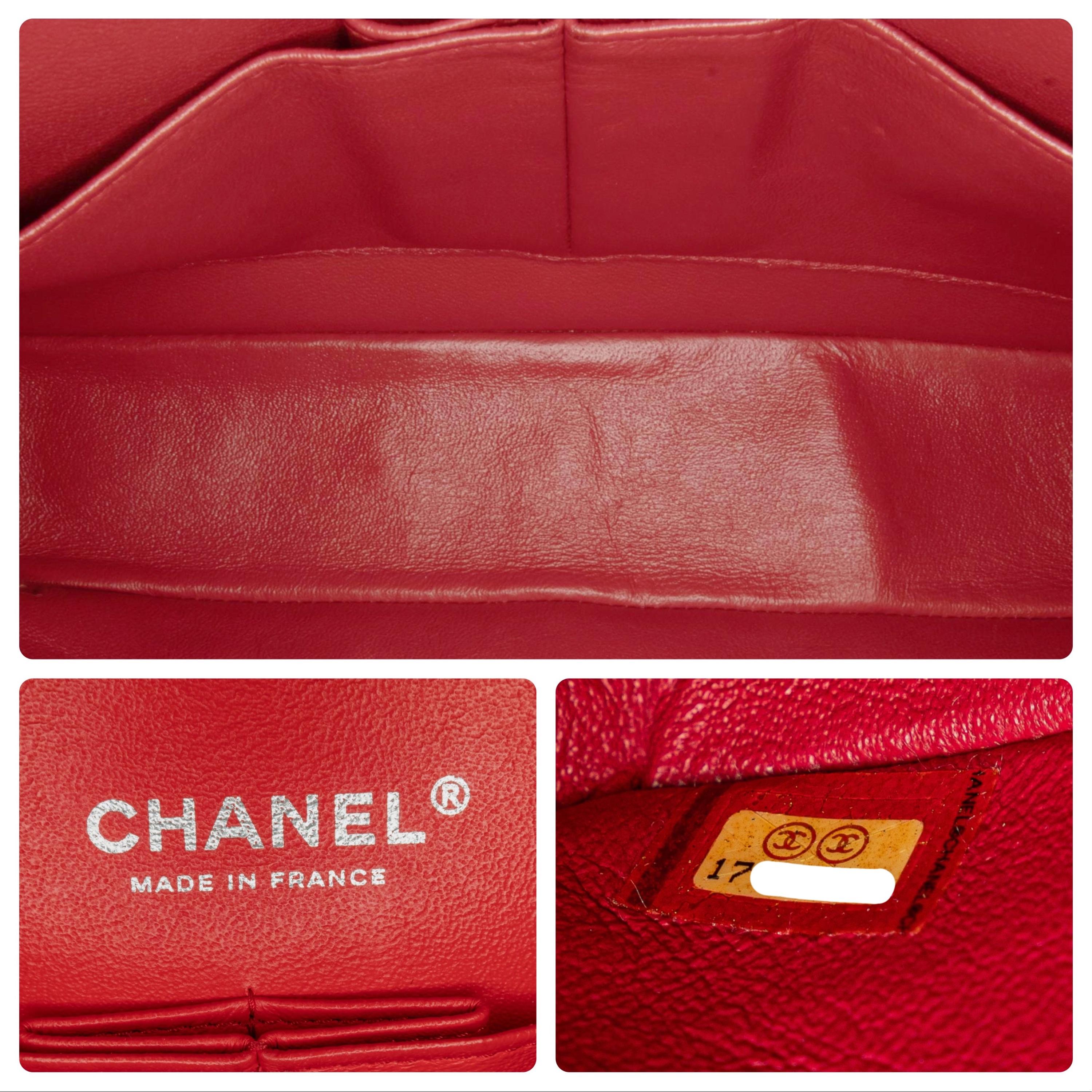 Red Quilted Lambskin Medium Classic Double Flap Bag