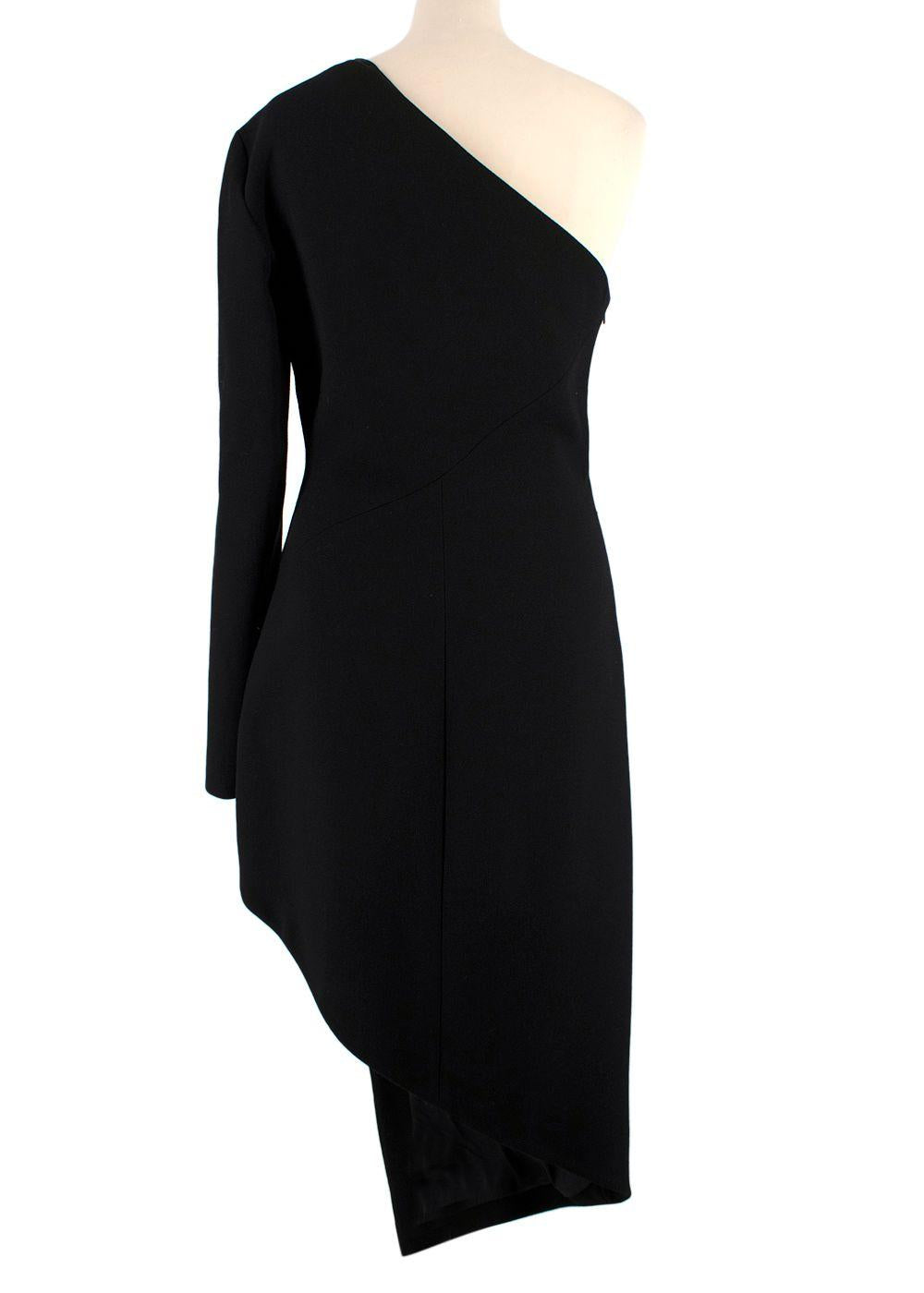 David Koma Black Asymmetric Plexi Mirror One Shoulder Dress