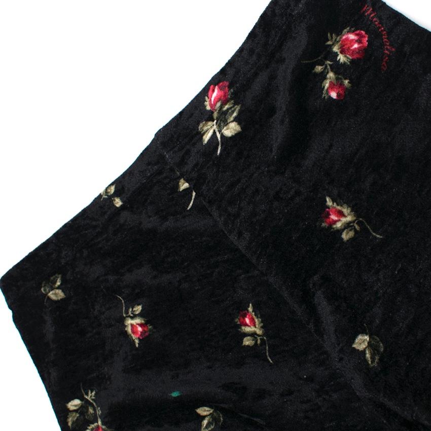 Monnalisa Kids Black Rose Print Velvet Leggings