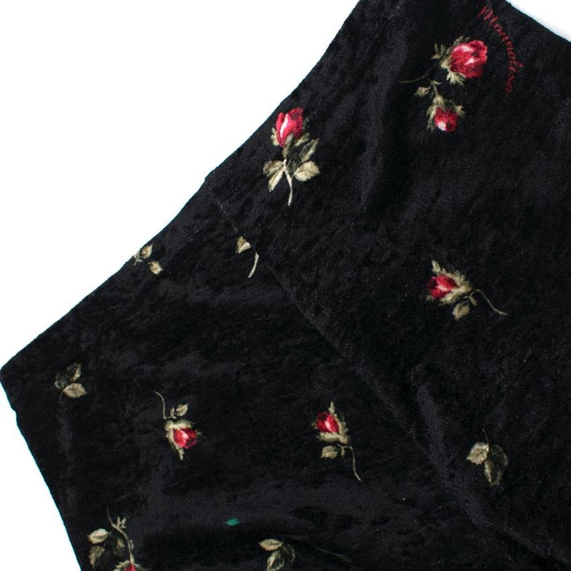 Monnalisa Kids Black Rose Print Velvet Leggings