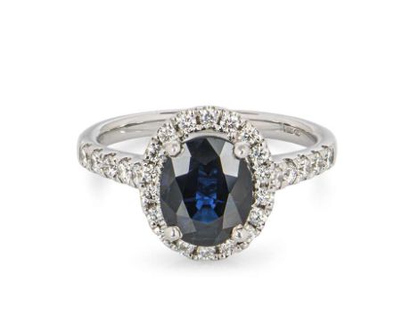 White Gold Sapphire and Diamond Ring