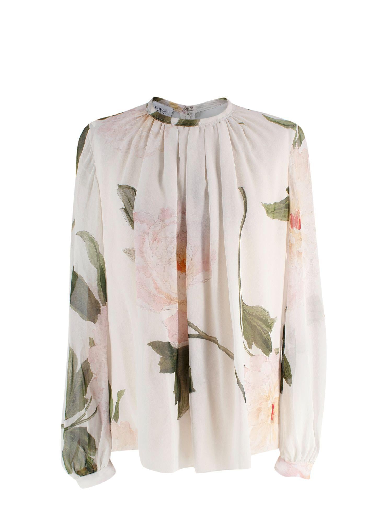 Giambattista Valli Multi Peony Print Silk Blouse