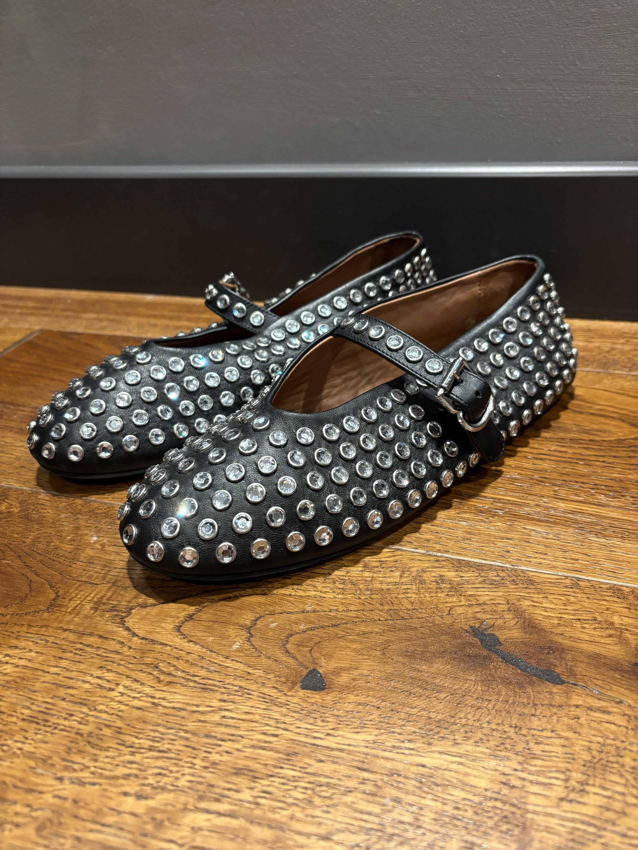 Alaia Embellished Black Ballet Flats