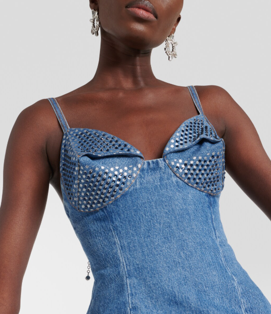 Area Crystal-Embellished Denim Minidress