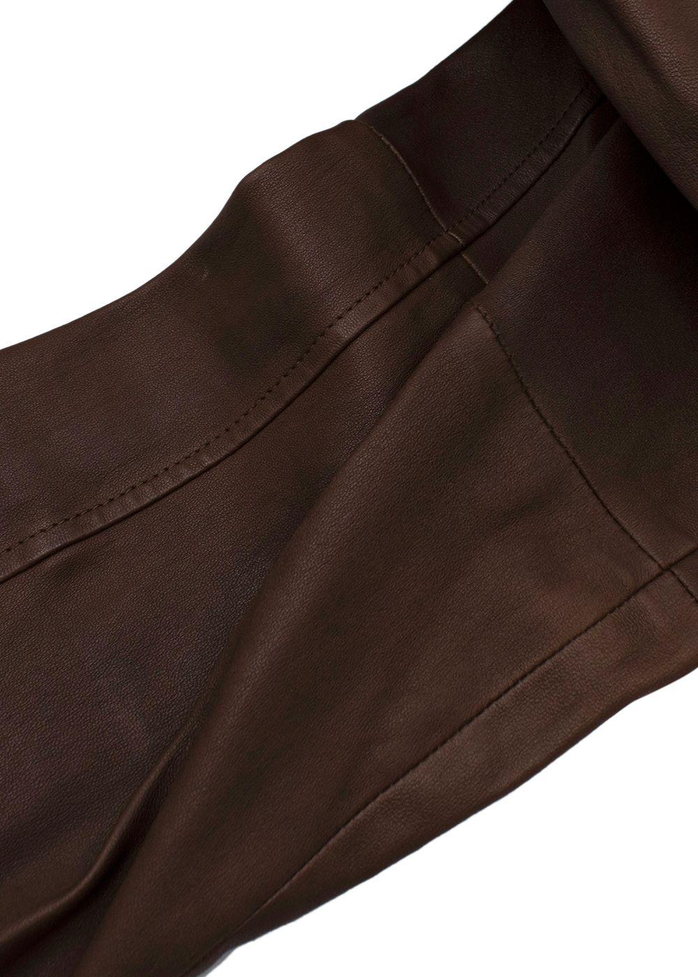 Brown Leather Skinny Leg Trousers