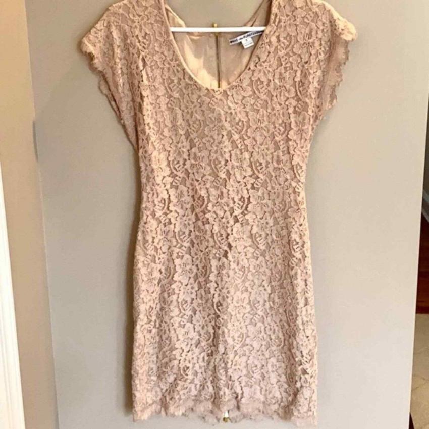 DVF Nude Lace Wanda Mini Dress