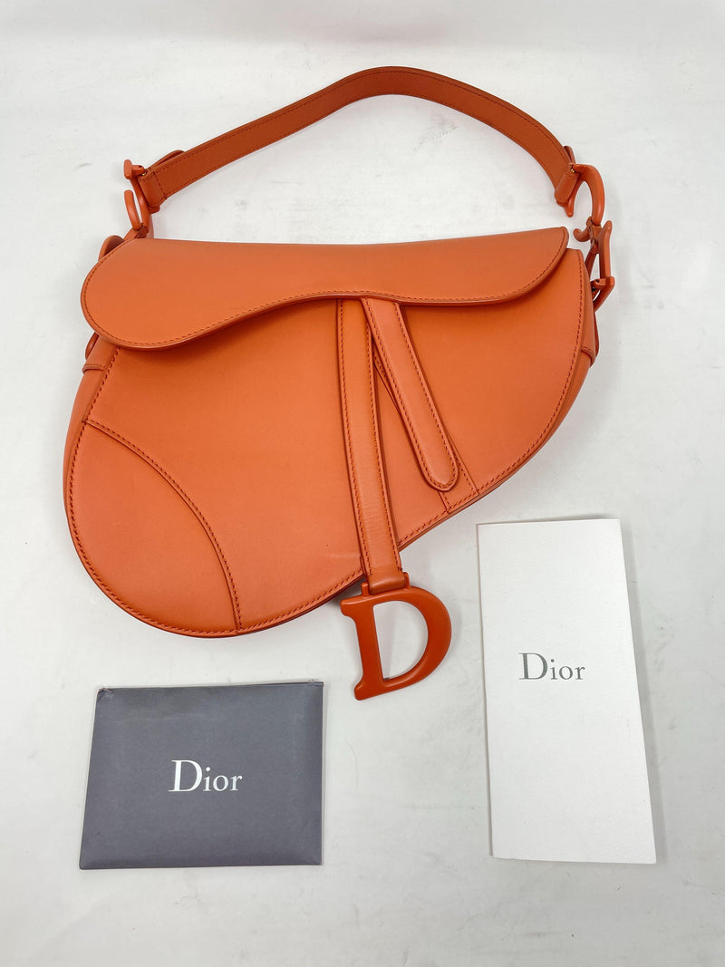 Dior Orange Medium Saddle Bag