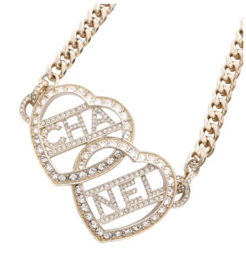 Chanel Double Heart Chain Necklace