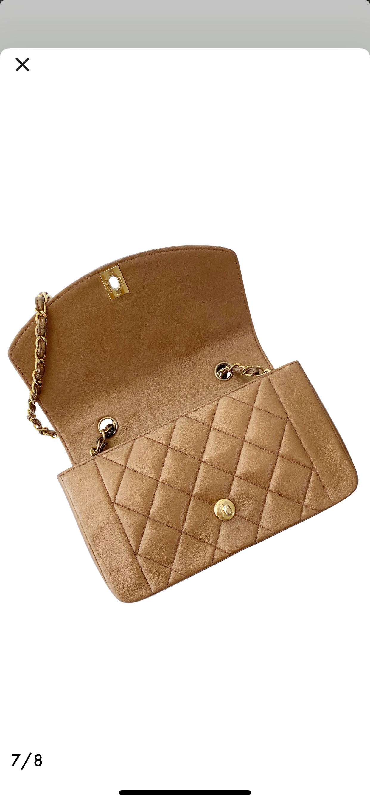 vintage beige leather small Diana flap bag