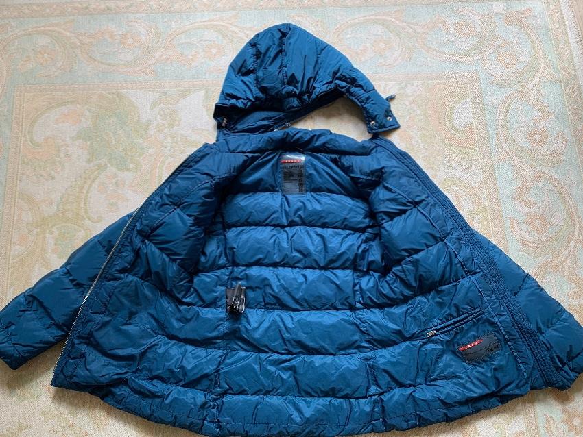 Prada Teal Goose Down Hooded Puffer
