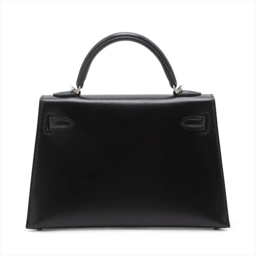 Kelly Handbag 20 Black Cloute Box Sellier PHW B