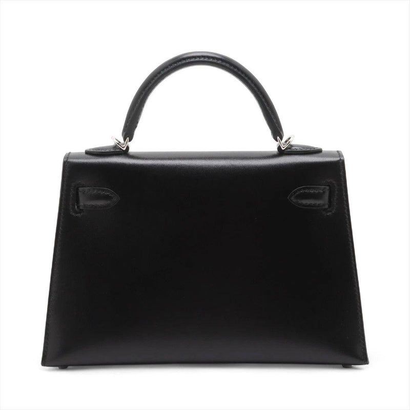 Kelly Handbag 20 Black Cloute Box Sellier PHW B
