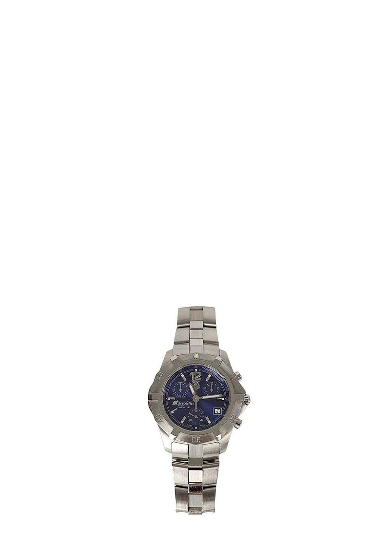 Blue ceramic & stainless steel Seychelles bracelet watch