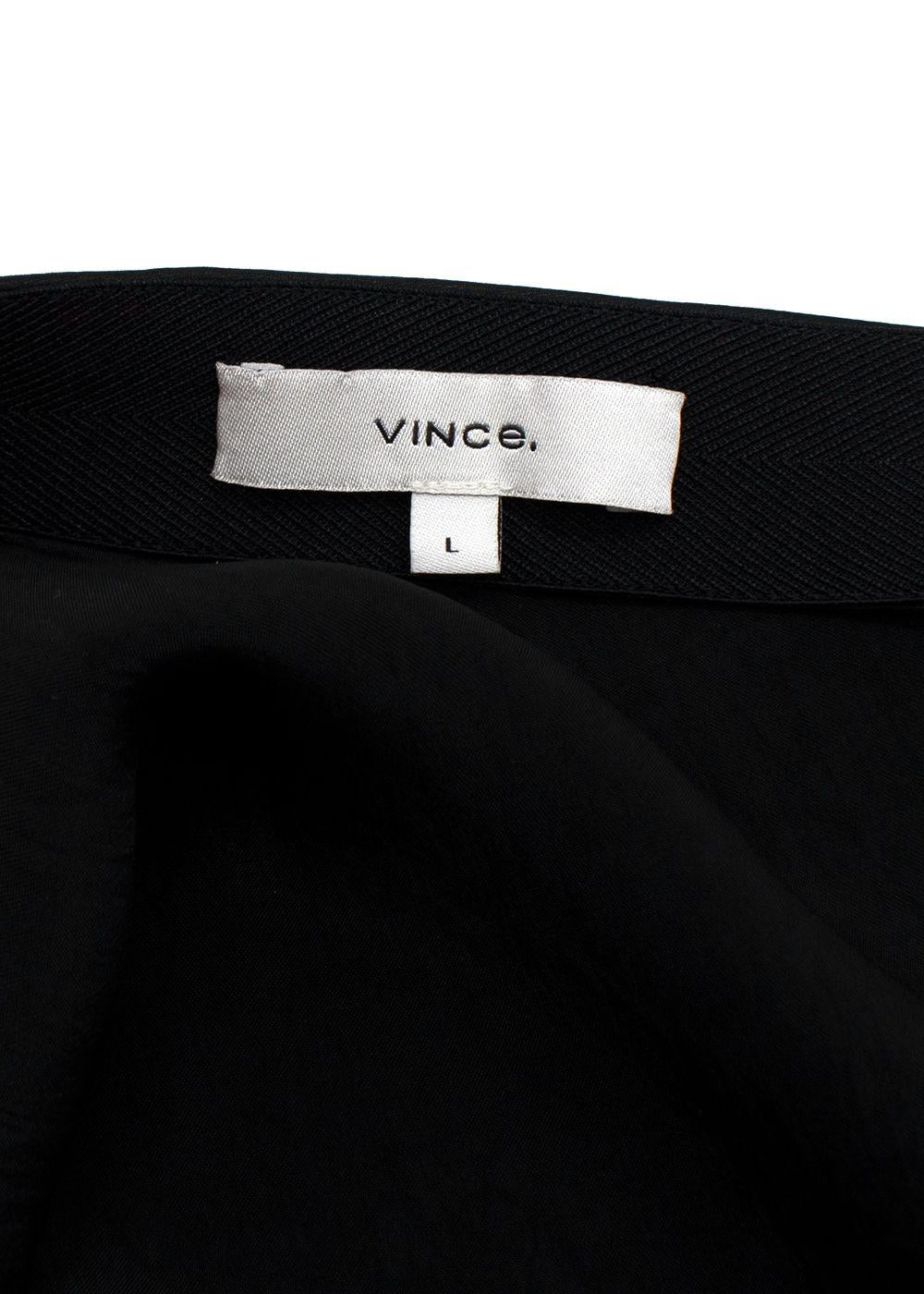 Vince Black Satin Midi Skirt
