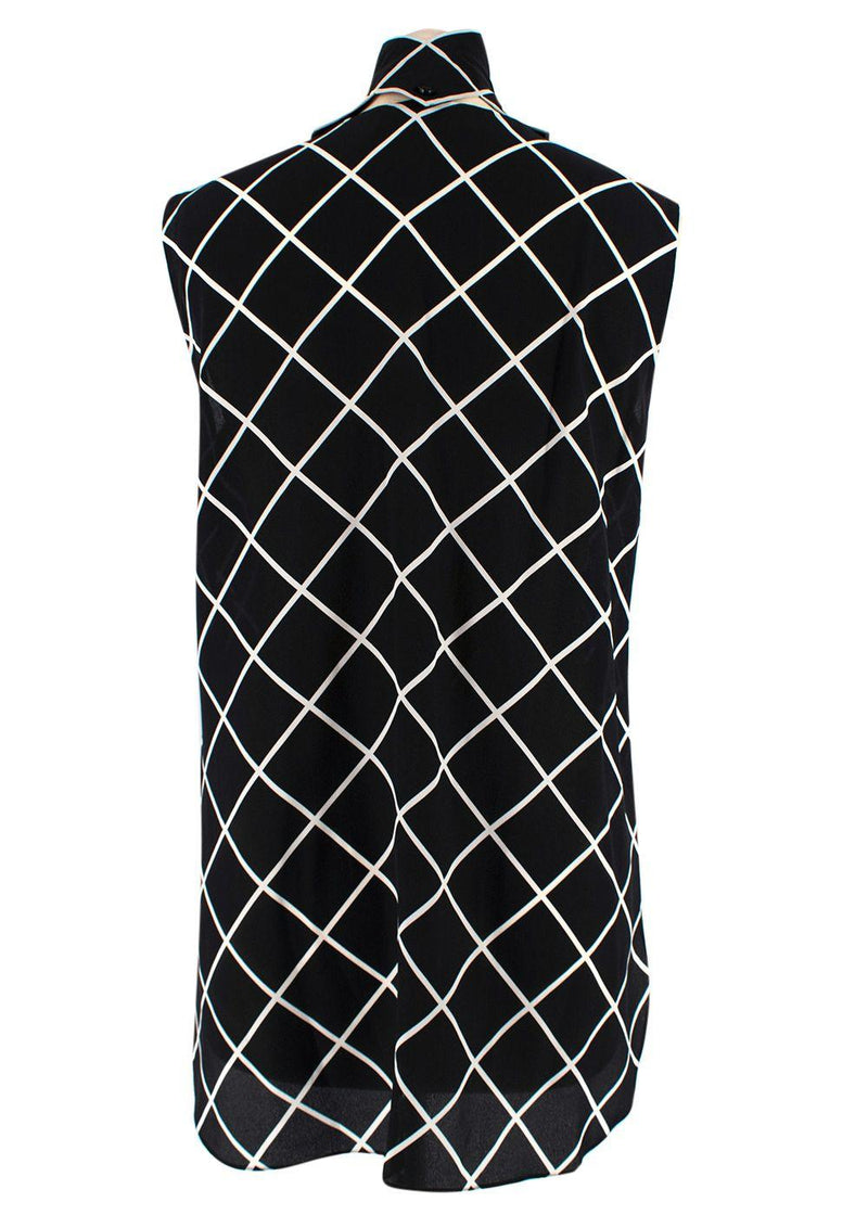 Oscar de La Renta Black and White Geometric Silk Blouse