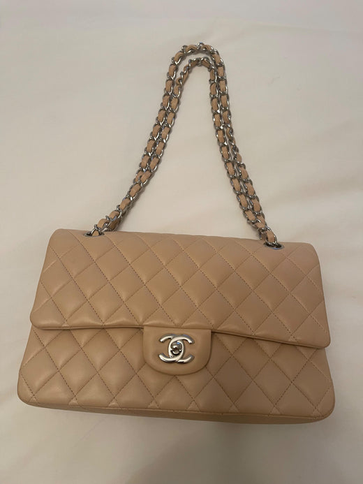 Chanel Beige Quilted Leather Double Flap Bag
