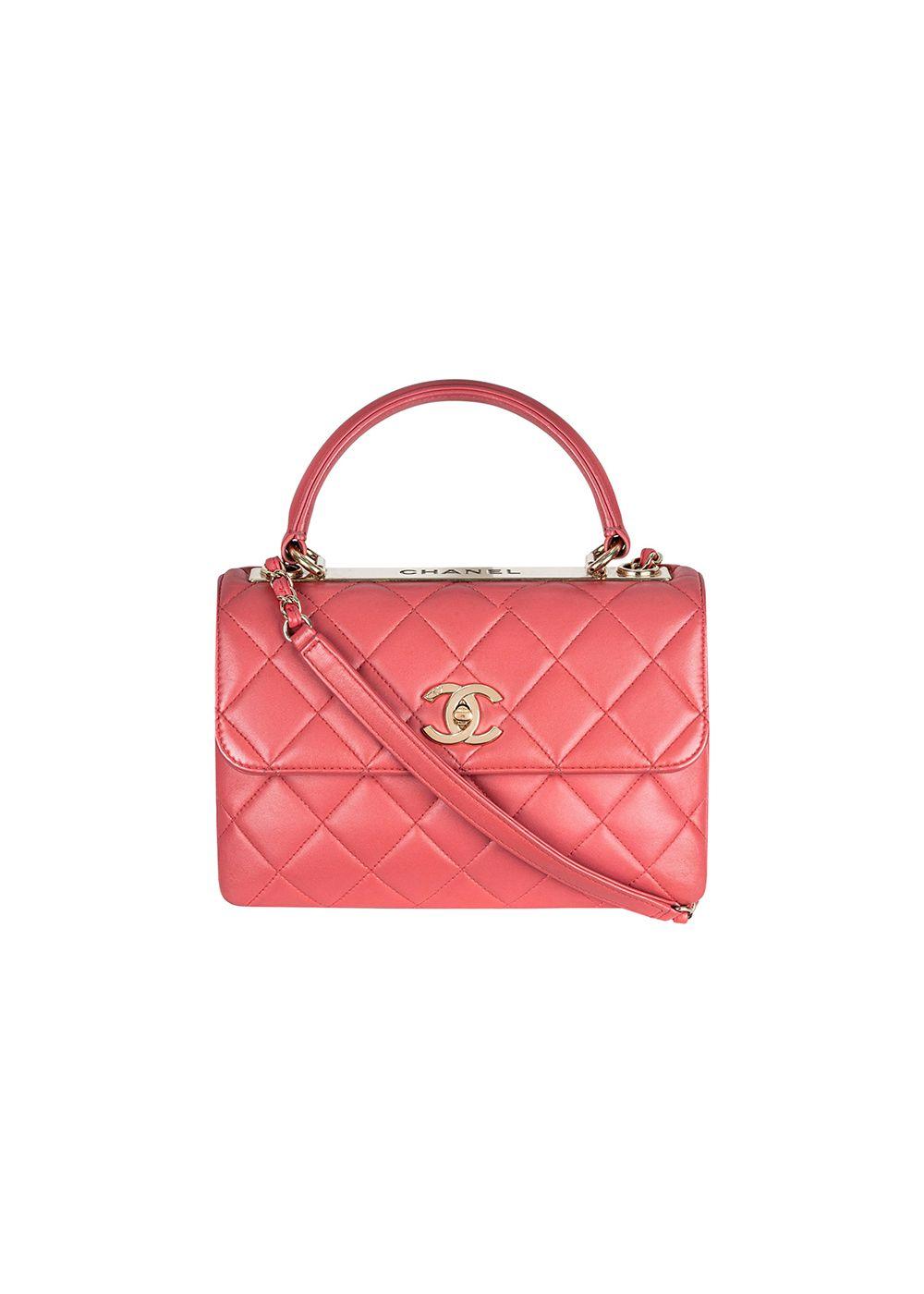 coral-pink lambskin leather small Trendy CC bag