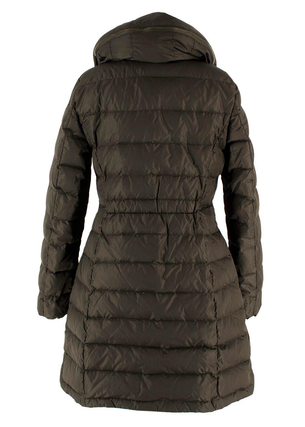 Moncler Khaki Longline Flammette Puffer Coat