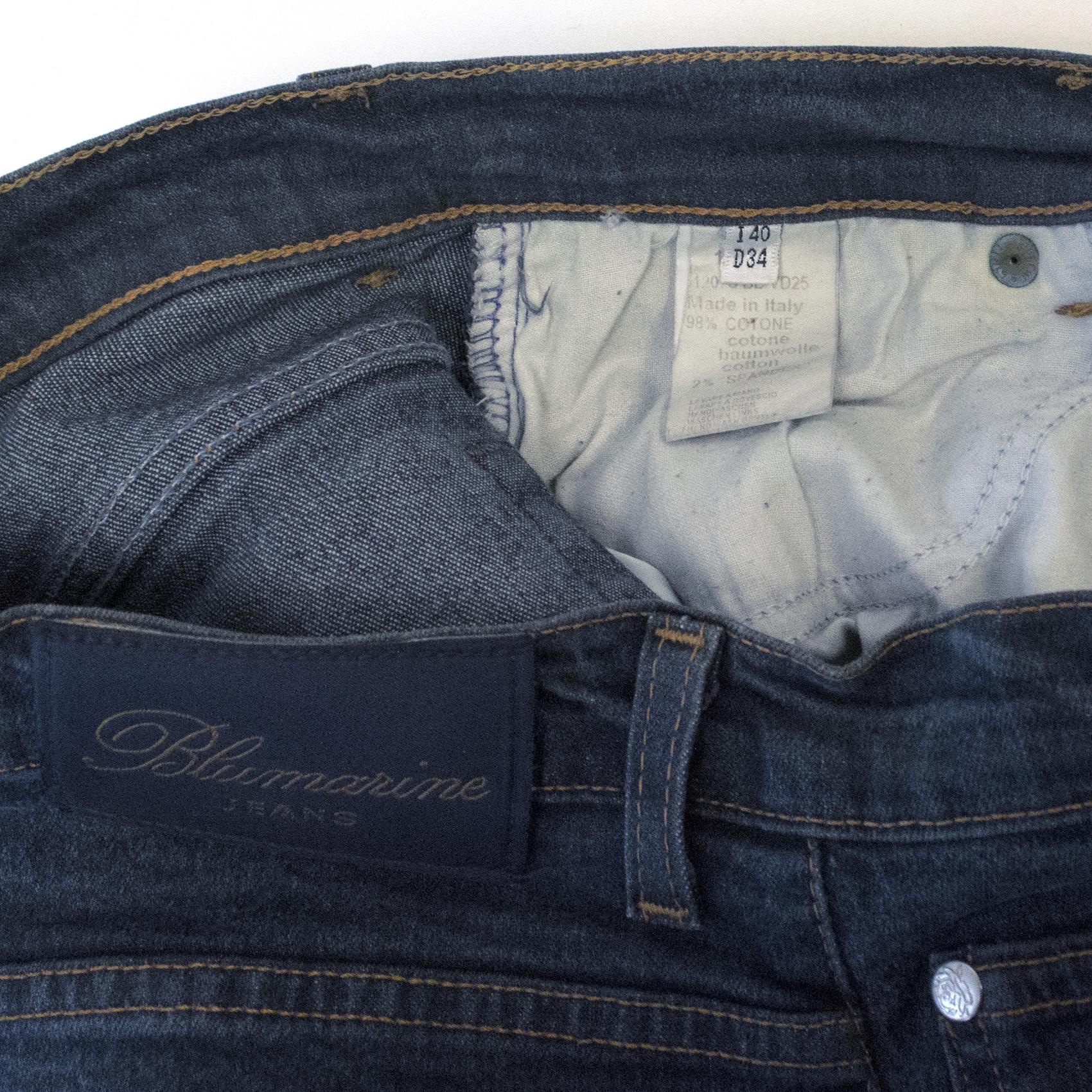 Blumarine Denim Jeans With Silver Embellished Lizards