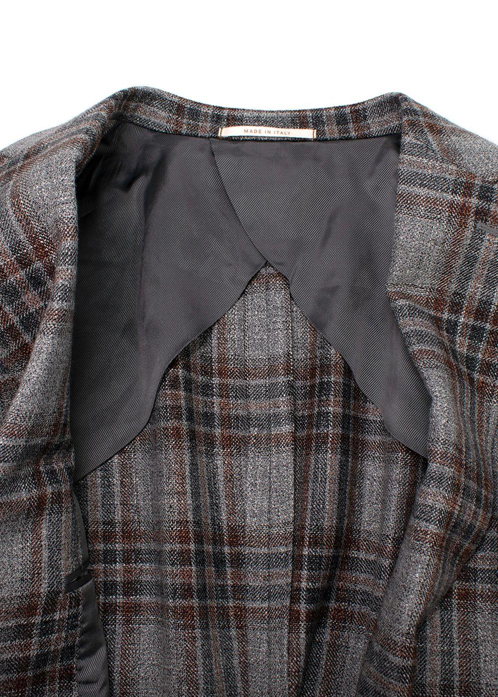 Pal Zileri Vicenza Grey Check Wool, Linen & Silk Blazer