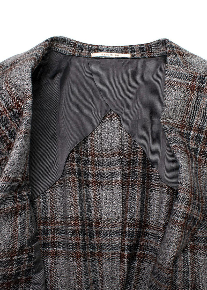 Pal Zileri Vicenza Grey Check Wool, Linen & Silk Blazer