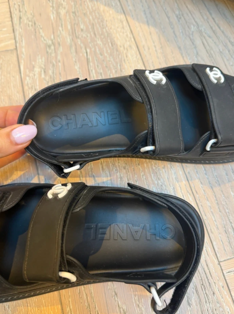 Chanel Black Rubber Dad Sandals