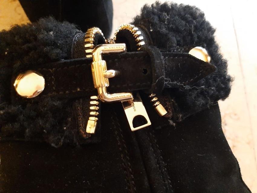 Burberry Black Sheepskin Lined Ankle Boots
