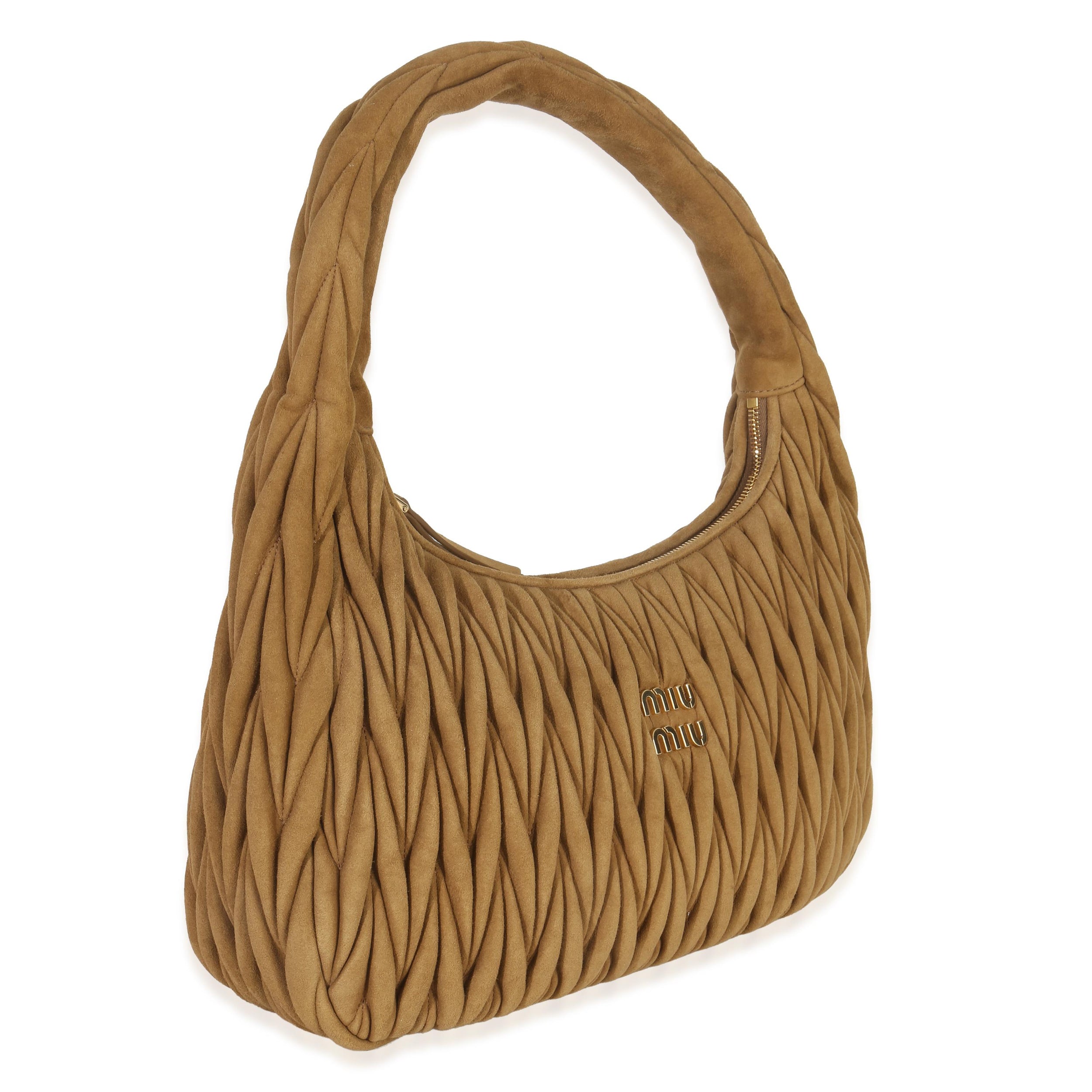 Miu Miu Brown Suede Matelasse Wander Hobo